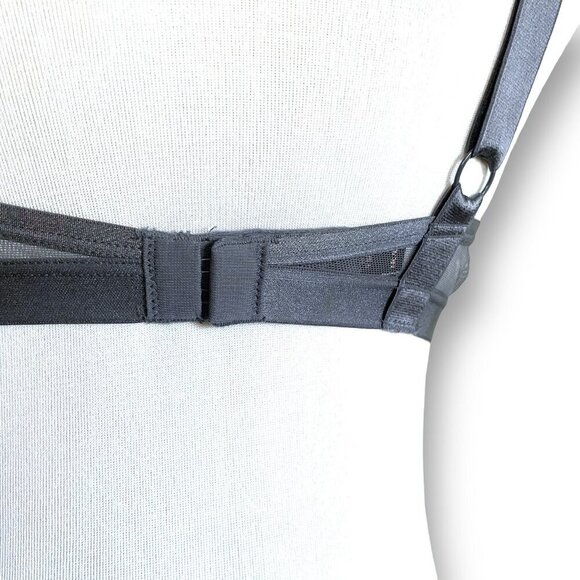 Victorias Secret 34C Bra Gray Metallic Silver Lace Very Sexy Unlined Balconette - Picture 6 of 7